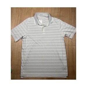 Ashworth Mens Lunar Heather Striped Golf Polo Shirt Gray White Size M NWT